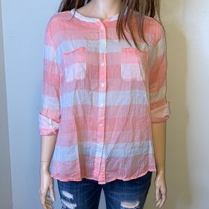 Lane Bryant Stripe Peach Pink White 22/24 beach coverup
